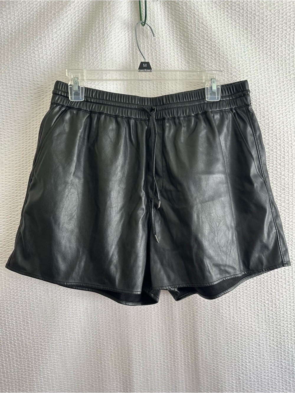 PAIGE Vivette Faux Leather High Rise Shorts Black Size Large
